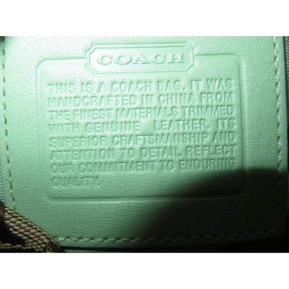 Coach 2000's Y2K Signature Collection Khaki Canvas & Green Suede demi baguette - Picture 7 of 14